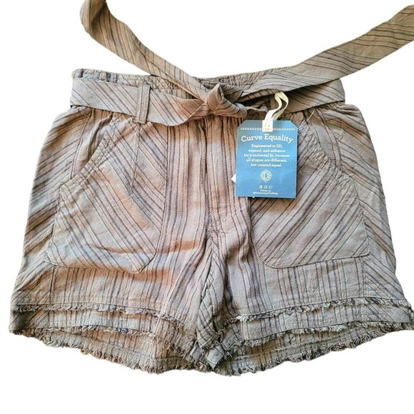 Democracy Shorts Absolution Olive Green Bermuda Fringe Edge Tie Size 2 JJ3070 - Picture 8 of 8